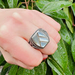 Majestic Eagle Signet in Silver & Mother of Pearl