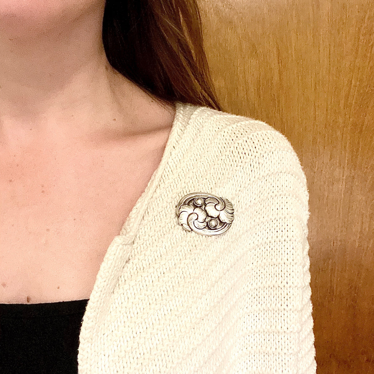 Silver Stylized Flowers Kalo "Puffy" Pin