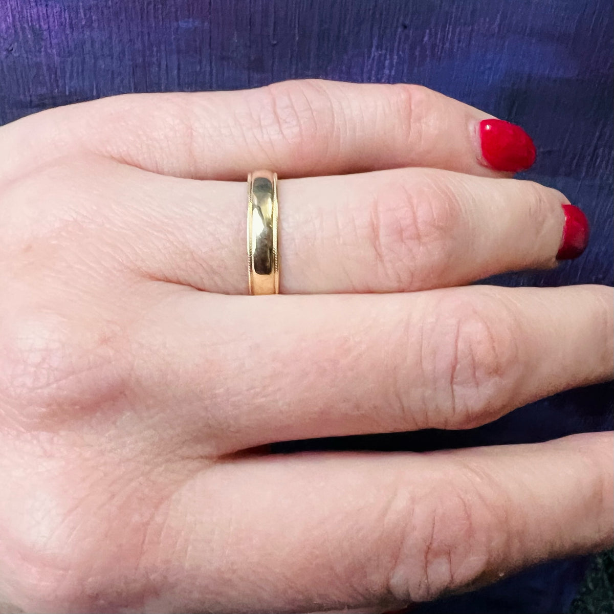 Milgrain 14k Gold Wedding Band by ArtCarved