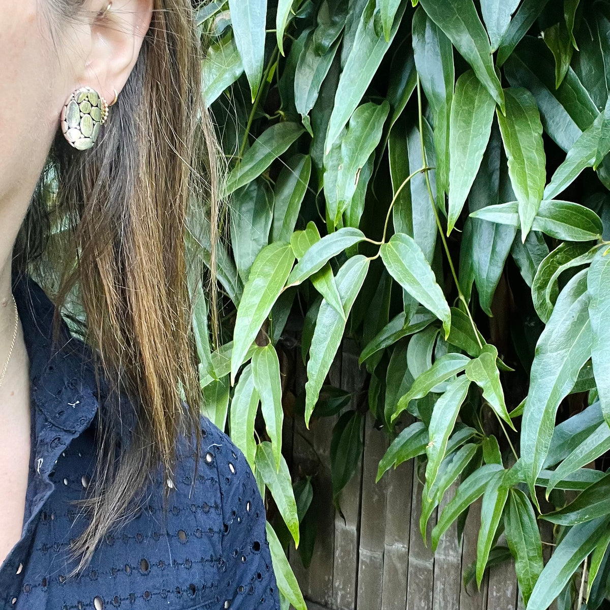 New Wave Elegance Silver Omega Back Earrings
