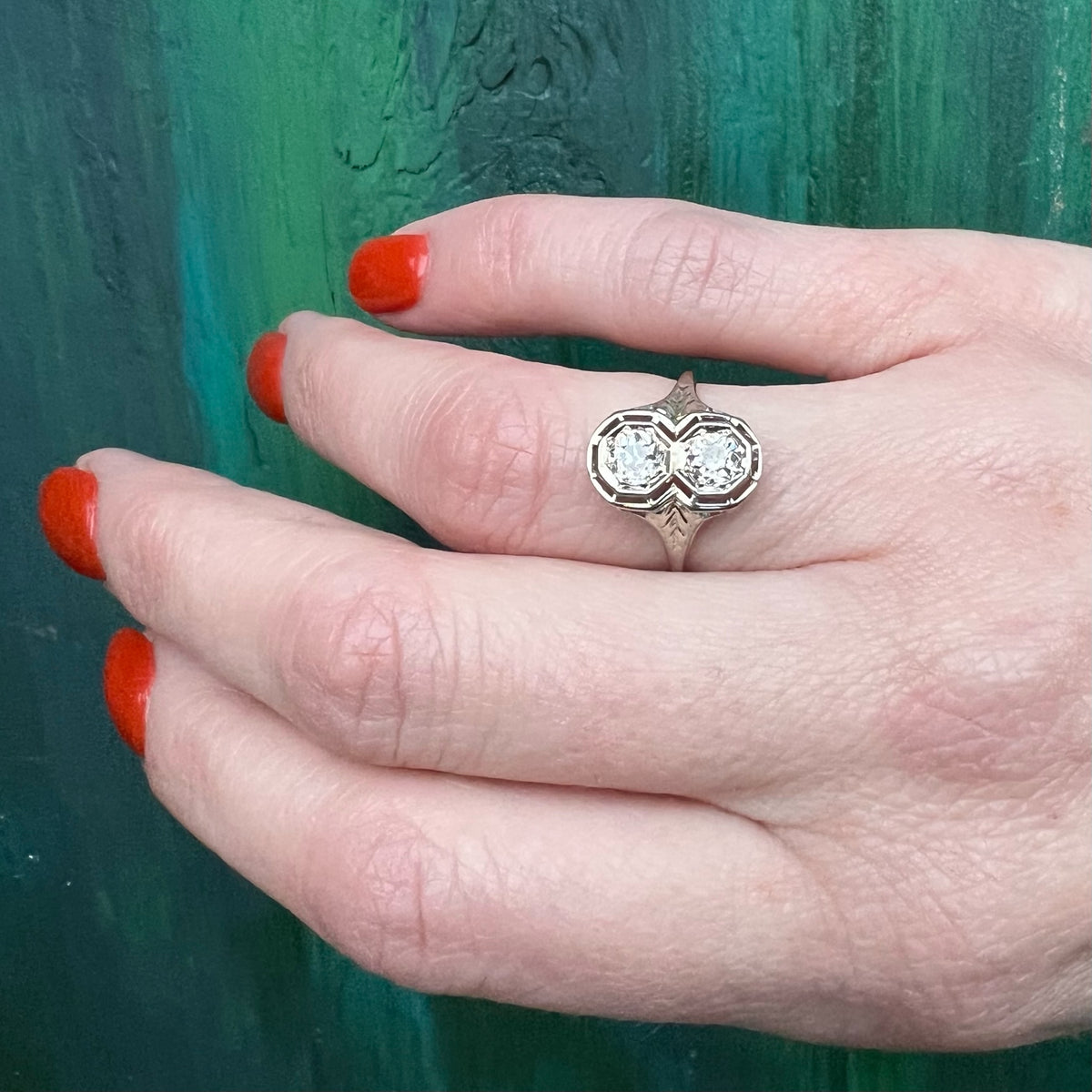 Stunning OMC Diamond Deco White Gold Ring
