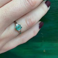 Deep Green Tourmaline Vintage Engagement Ring