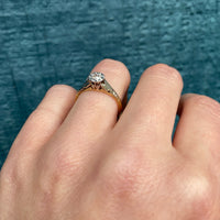 Sun Set Diamond Art Deco Engagement Ring