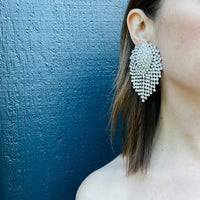 Scintillating Fringed Rhinestone Cluster Earrings