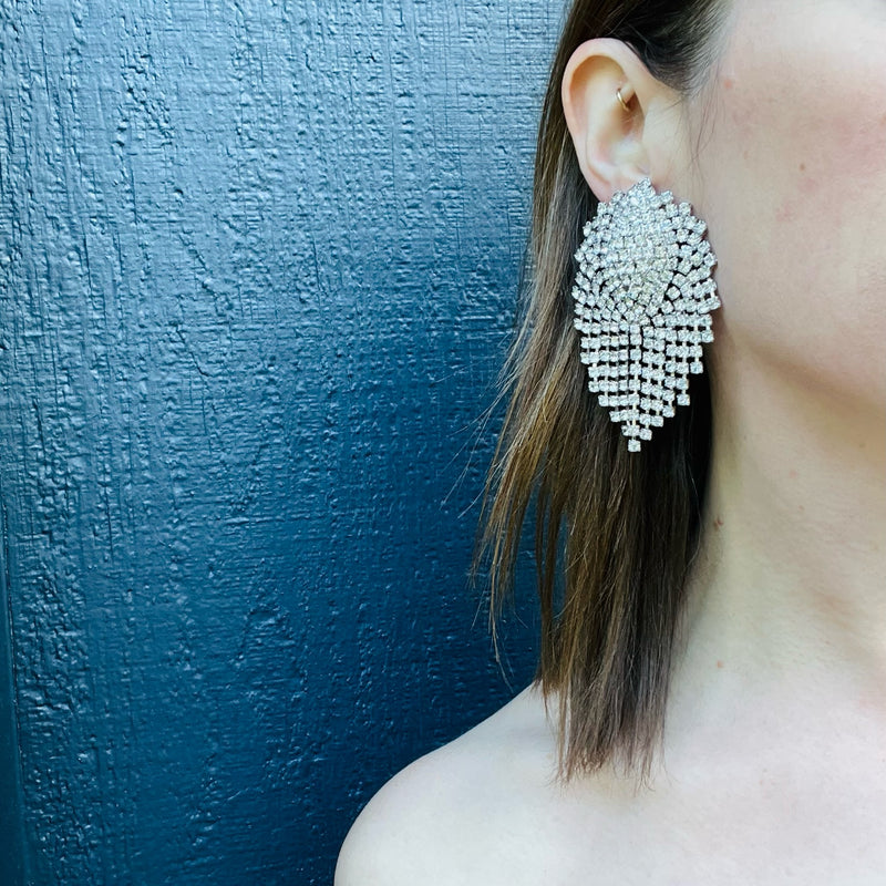 Scintillating Fringed Rhinestone Cluster Earrings