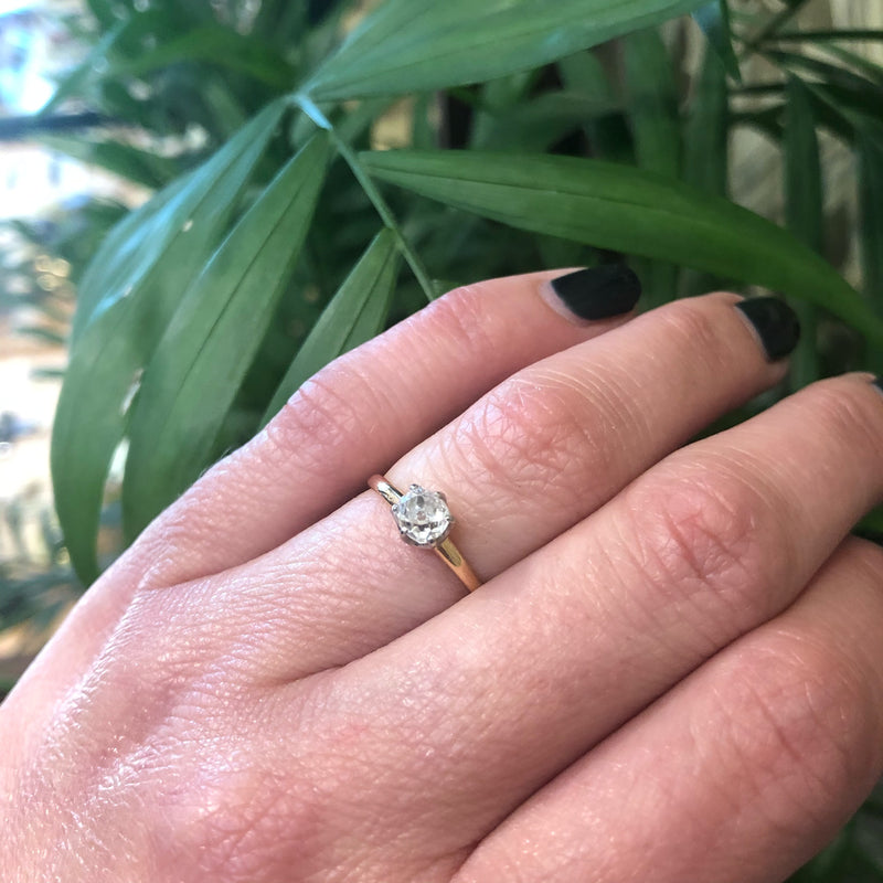 Chunky Old Mine Cut Diamond Solitaire Dated 1895