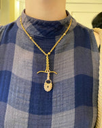 Fancy Lock and T-bar Necklace From The Love Lock Collection