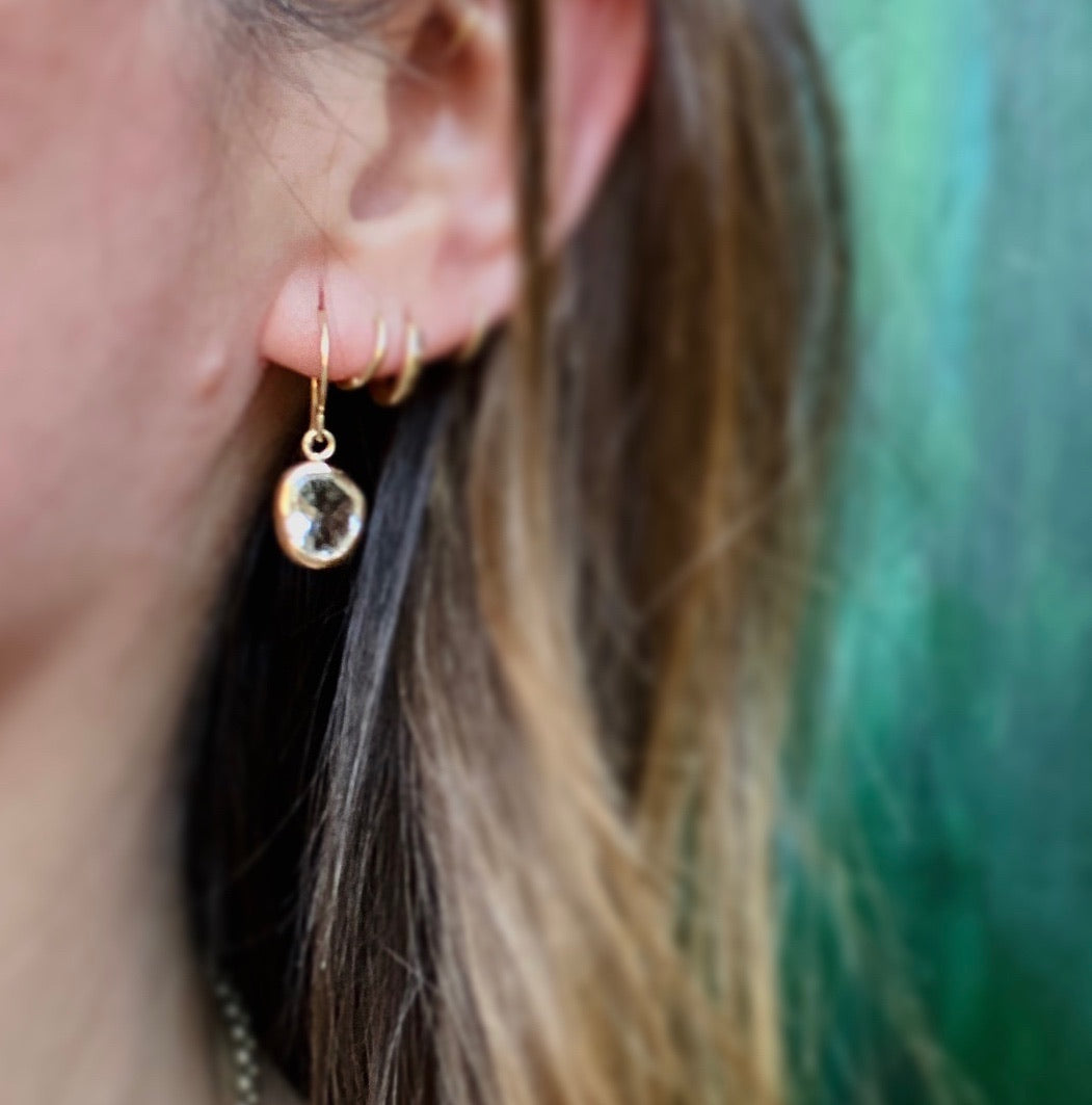 Organics Green Amethyst & Recycled Gold Earrings by 720