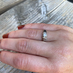 Vintage Step Side White Gold Diamond Engagement Ring