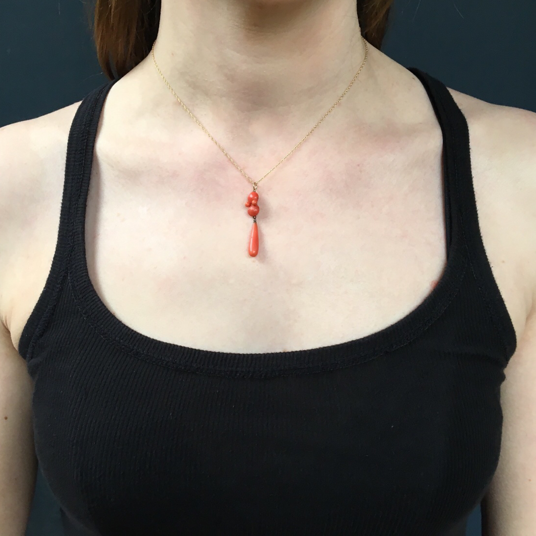 Victorian Coral Drop Necklace
