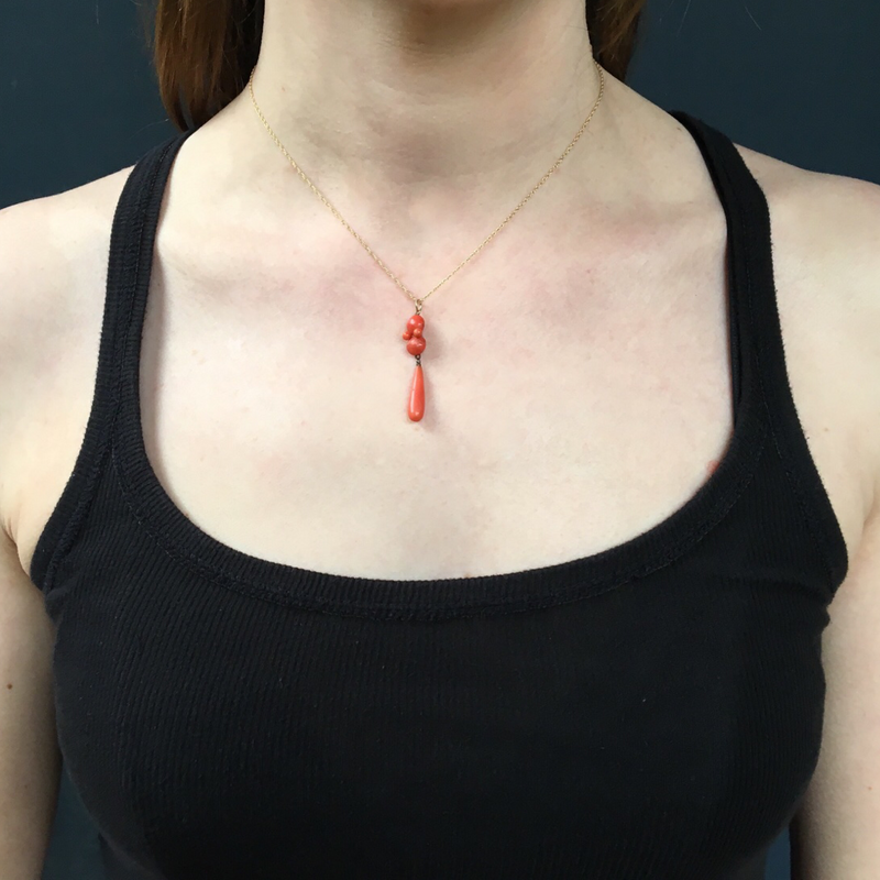 Victorian Coral Drop Necklace