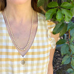 Matinee Length Pearls with Platinum and Diamond Clasp