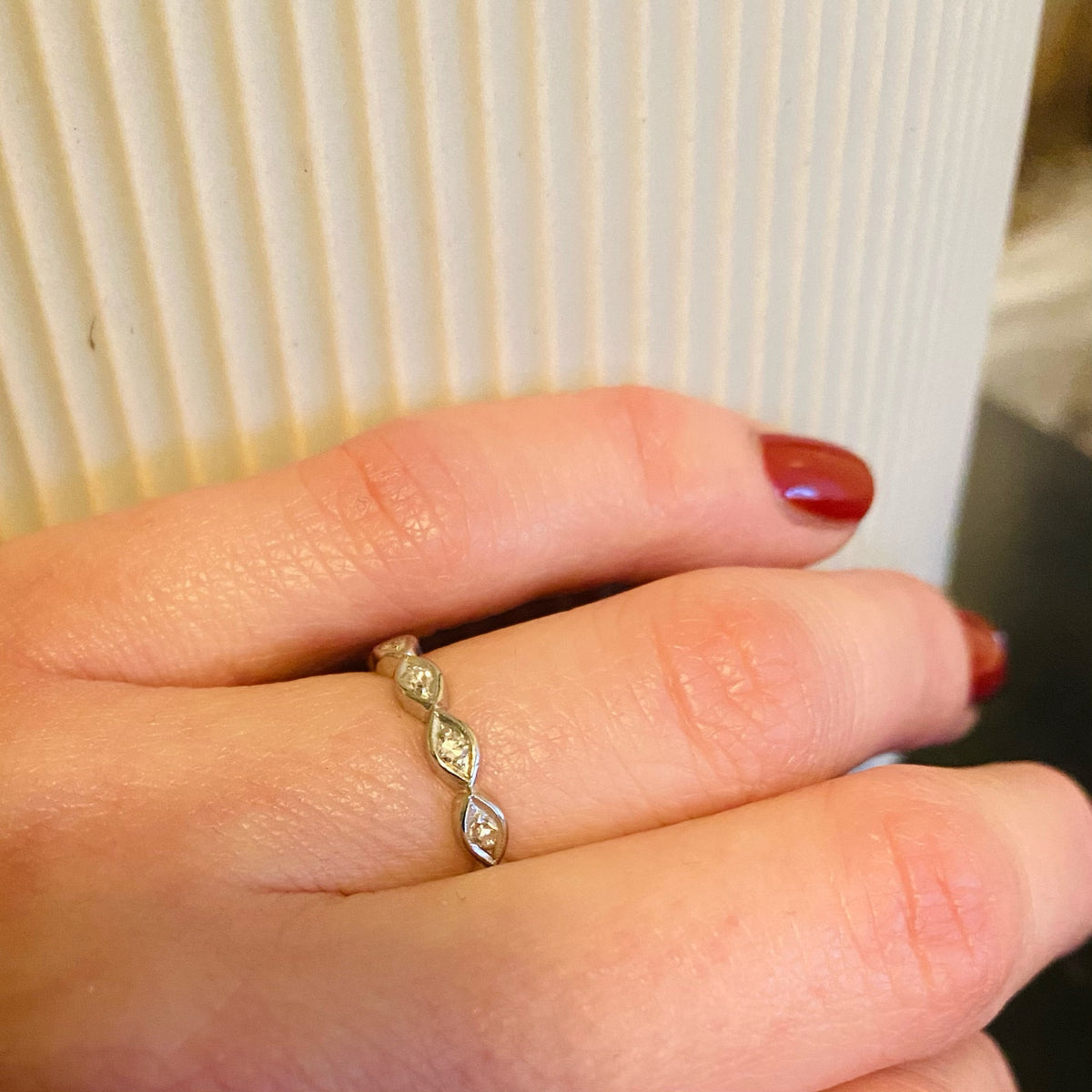 Unique Vintage Platinum and Diamond Eternity Band
