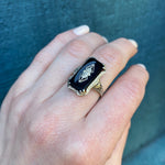 Fabulous Deco Filigree Onyx and Diamond Ring
