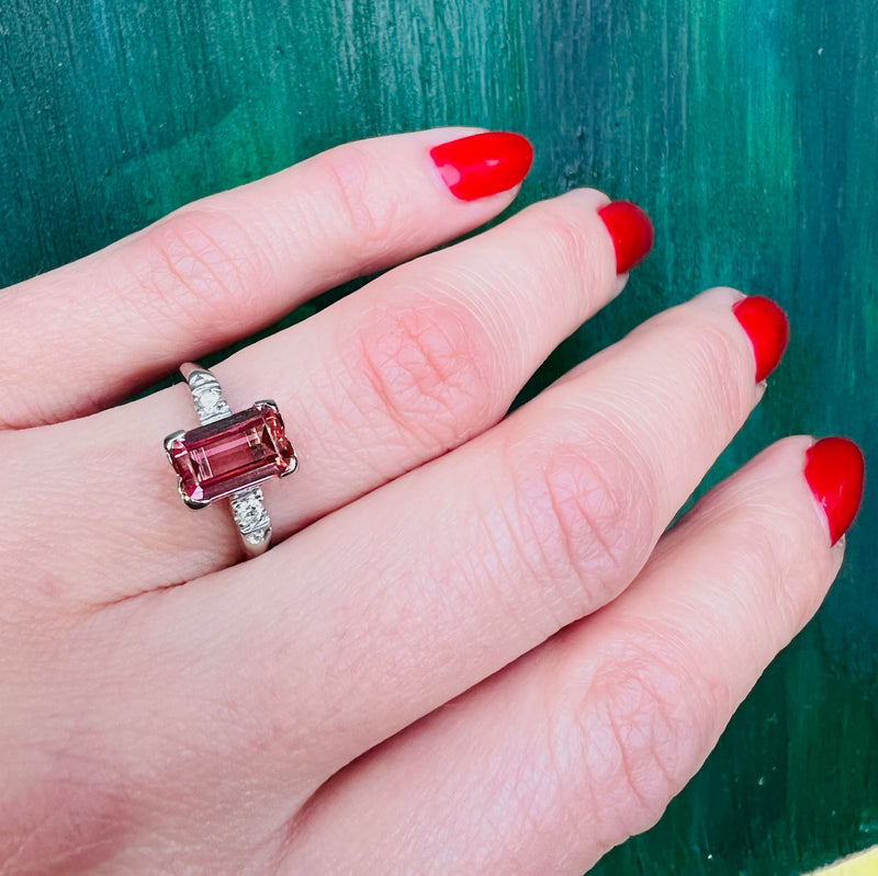 Imperial Topaz Platinum Diamond Engagement Ring
