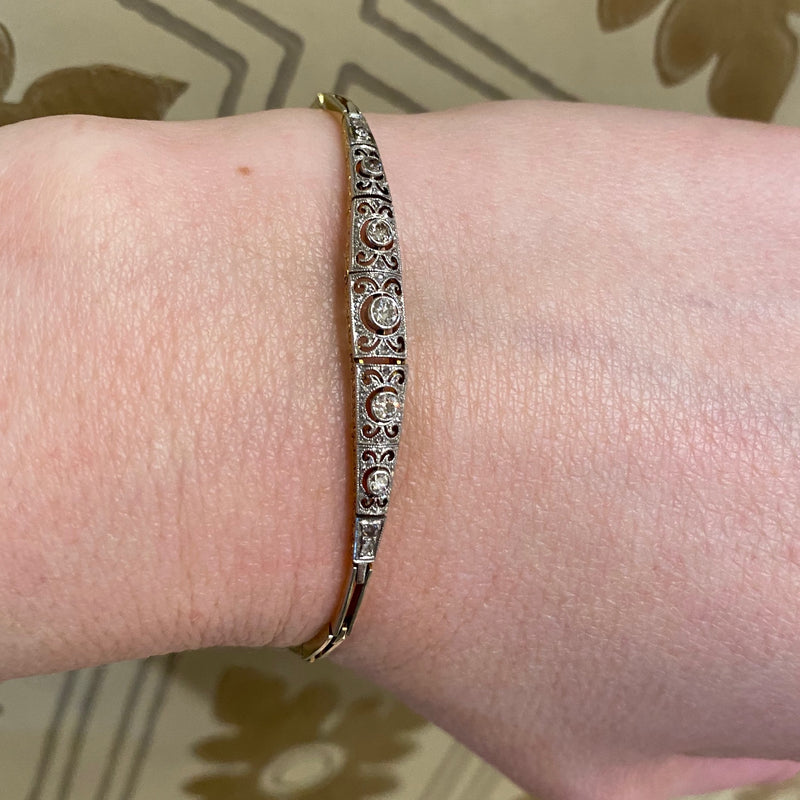 Sparkling Diamond Edwardian Panel Bracelet