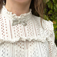 Pretty Sparkling White Paste Bow Brooch