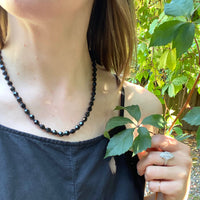 Elegant Strand of Black Glass Beads