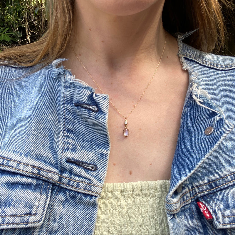LUNA Moonstone and Diamond Pendant