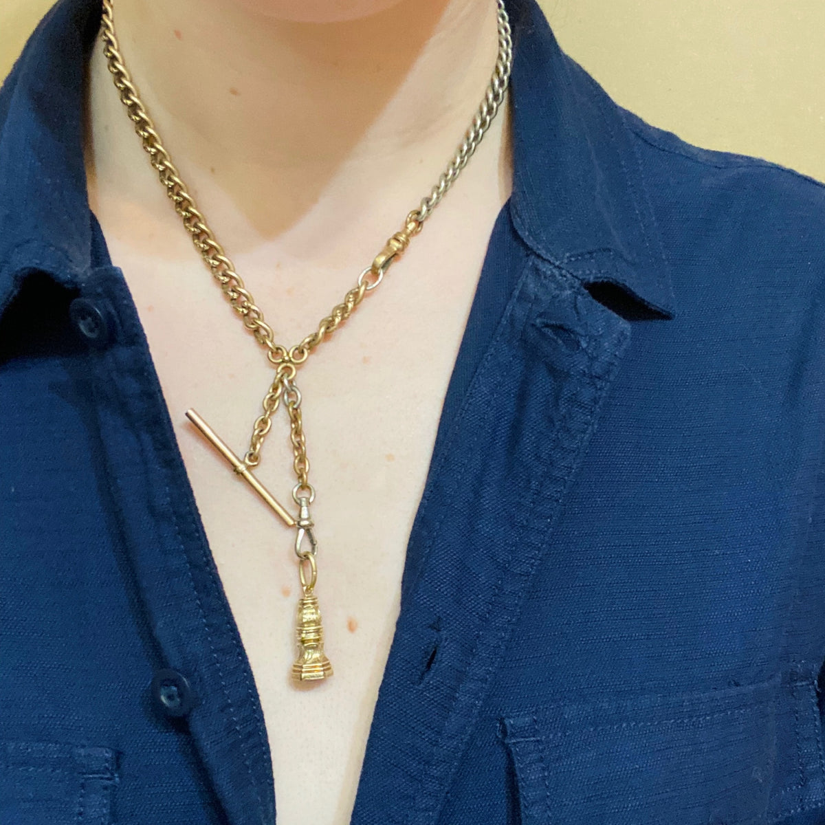 Victorian Curbs Two Toned Married Chain Necklace