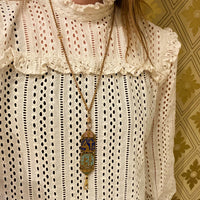 Egyptian Revival Fob Pendant in Enameled Brass