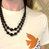 Two Strand Graduated Black Glass Bead Necklace