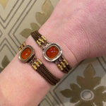 Antique Matched Bracelets in Carnelian, Gold & Woven Hair