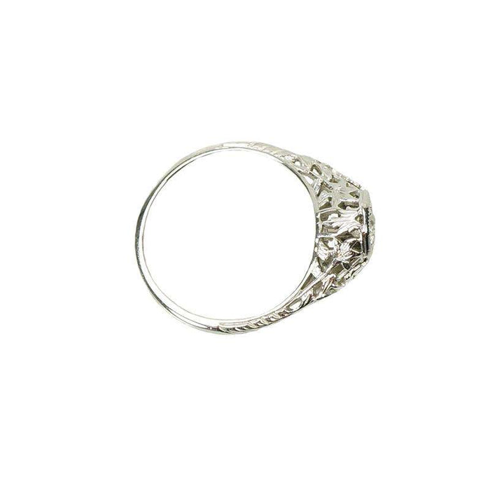 Vintage Filigree Mine Cut Diamond Engagement Ring