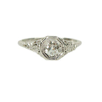 Vintage Filigree Mine Cut Diamond Engagement Ring