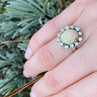 Kaleidoscope of Color Opal and Diamond Ring