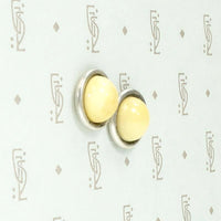 Buttons of Butter-Colored Amber Stud Earrings