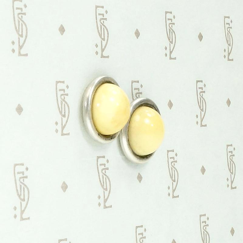 Buttons of Butter-Colored Amber Stud Earrings