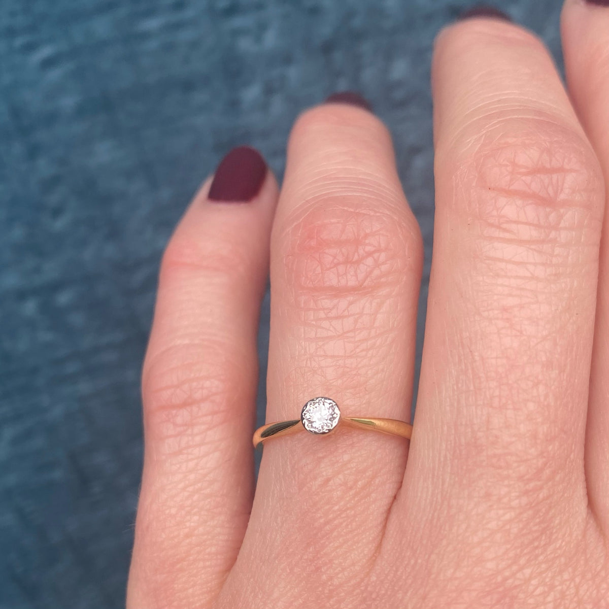 Petite 1930s Platinum & 18ct Gold Diamond Engagement Ring
