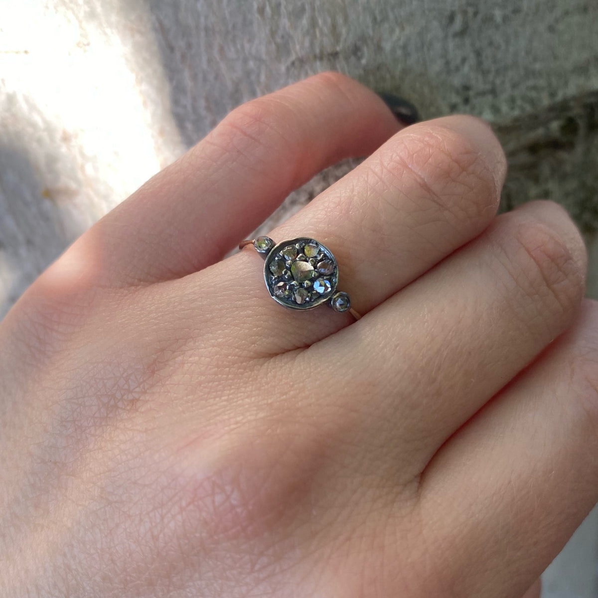 Delightfully Organic Rose Cut Diamond Cluster Ring