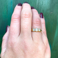 English Three Stone Ring with Old Mine Diamonds