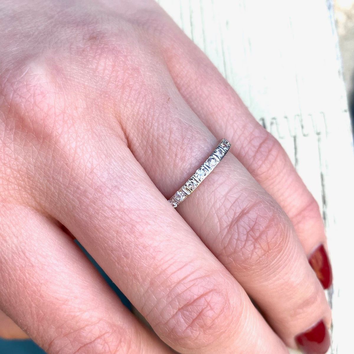 Old Mine & Old European Cut Diamond Eternity Band in Platinum