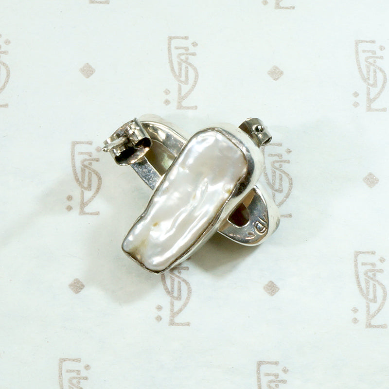 Silver Encased Baroque Pearl Studs