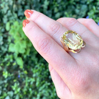 Russian Sunny Citrine Cocktail Ring in Rose Gold