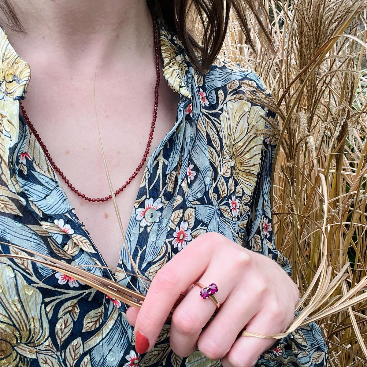 Decadent Garnet & Red Cut Steel Bead Necklace