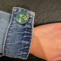 Artisan Aquatic Motif Enamel on Copper Cufflinks