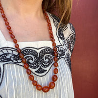 Faceted Amber Bead Necklace with Filigree Clasp