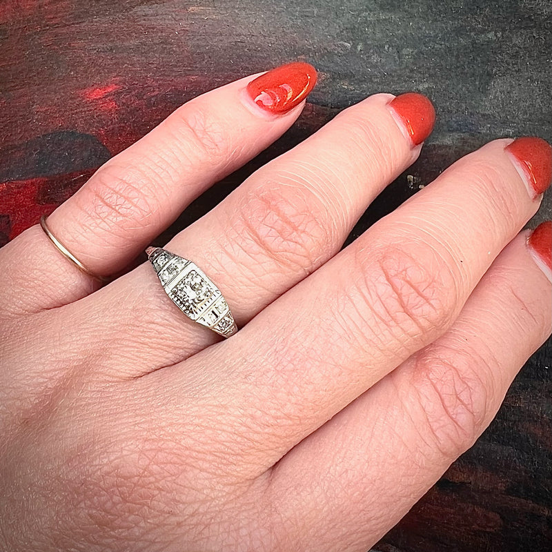 Delightful Deco Diamond Step Side Engagement Ring