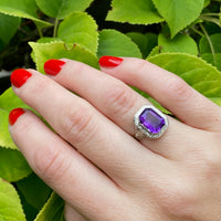 Intense Purple Amethyst in Engraved Filigree Ring