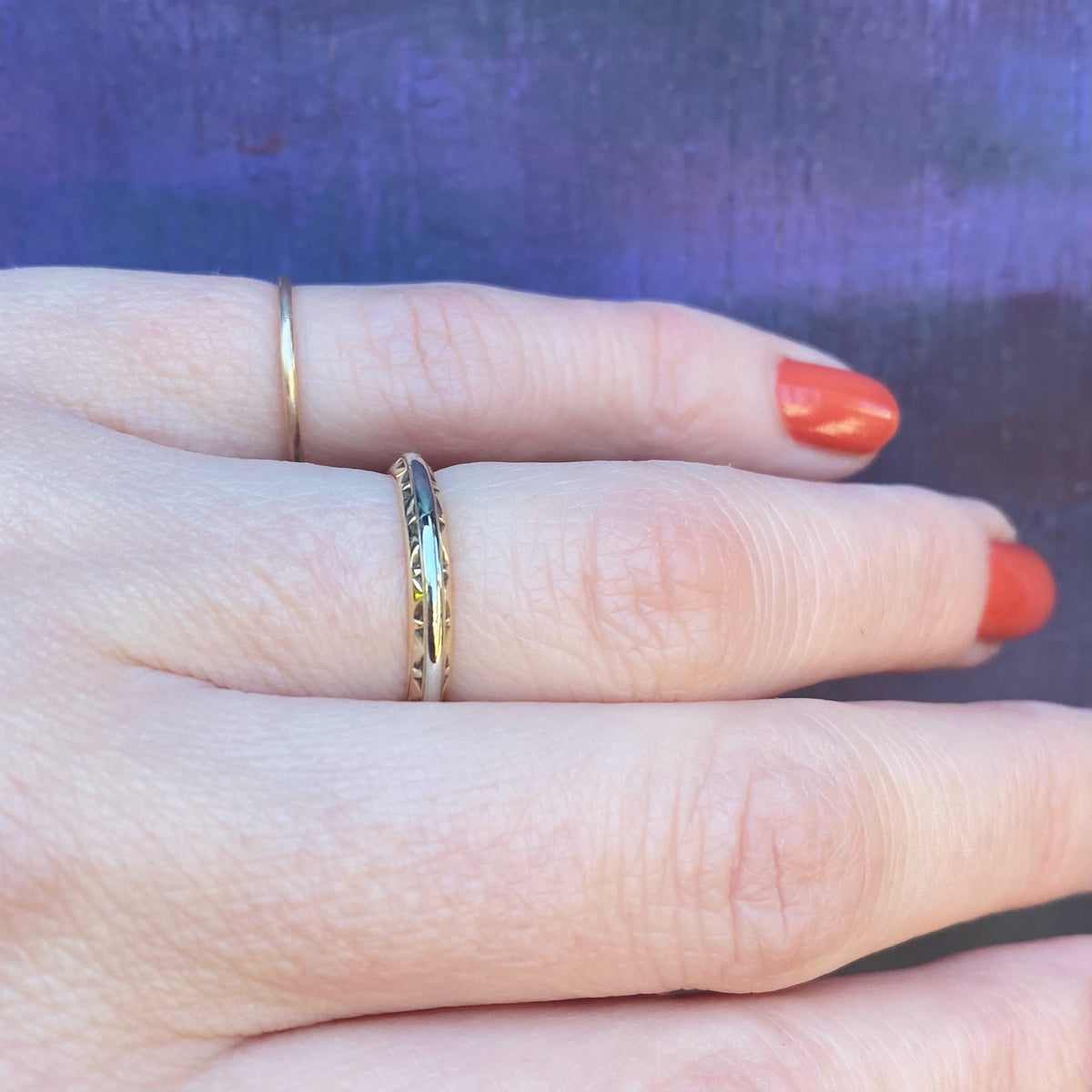 Fantastic Sculpted Two-Tone Gold Deco Band