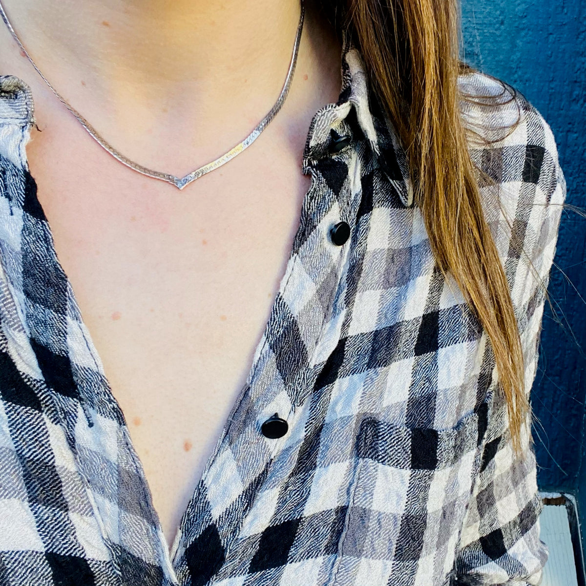 Eighties Sterling Flat Herringbone "V" Chain
