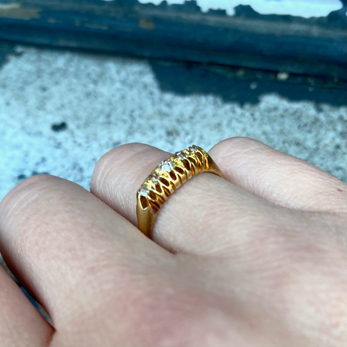 Beautiful Bloom An 18k Antique English OMC Diamond Band