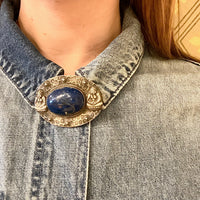 Arts and Crafts Era Sash Pin in Sterling with Lapis