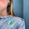 Green Enamel Silver Brooch & Earring Set by KAS