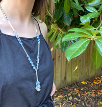 Flapper Blue & White Bead Sautoir Necklace