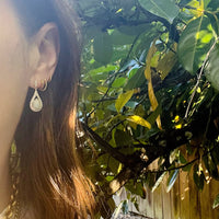 Opal Teardrop Earrings in Diamond Paved White Gold